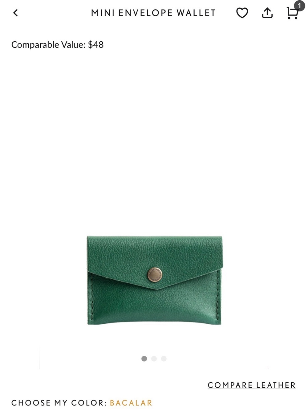 Portland Leather Mini leather Envelope Wallet - Green (Bacalar)